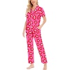 image:imageSWOMOG Women Pajama Sets TwoPiece Nightwear Short Sleeve Sleepwear Button Down Pj Lounge Sets with Long PantsRose Flower