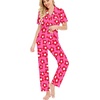 image:imageSWOMOG Women Pajama Sets TwoPiece Nightwear Short Sleeve Sleepwear Button Down Pj Lounge Sets with Long PantsRose Flower