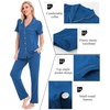 image:imageSWOMOG Women Pajama Sets TwoPiece Nightwear Short Sleeve Sleepwear Button Down Pj Lounge Sets with Long PantsRoyal Blue