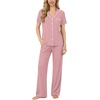 image:imageSWOMOG Women Pajama Sets TwoPiece Nightwear Short Sleeve Sleepwear Button Down Pj Lounge Sets with Long PantsTaro Purple