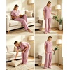 image:imageSWOMOG Women Pajama Sets TwoPiece Nightwear Short Sleeve Sleepwear Button Down Pj Lounge Sets with Long PantsTaro Purple