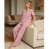 image:imageSWOMOG Women Pajama Sets TwoPiece Nightwear Short Sleeve Sleepwear Button Down Pj Lounge Sets with Long PantsTaro Purple
