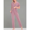 image:imageSWOMOG Women Pajama Sets TwoPiece Nightwear Short Sleeve Sleepwear Button Down Pj Lounge Sets with Long PantsTaro Purple