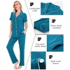 image:imageSWOMOG Women Pajama Sets TwoPiece Nightwear Short Sleeve Sleepwear Button Down Pj Lounge Sets with Long PantsTurquoise