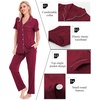 image:imageSWOMOG Women Pajama Sets TwoPiece Nightwear Short Sleeve Sleepwear Button Down Pj Lounge Sets with Long PantsWine Red