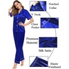 image:imageSWOMOG Women Satin Pajamas Set Short Sleeve Top amp Pants Sleepwear Silky Button Down Nightwear 2pcs Loungewear Pjs SetBlue