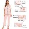 image:imageSWOMOG Women Satin Pajamas Set Short Sleeve Top amp Pants Sleepwear Silky Button Down Nightwear 2pcs Loungewear Pjs SetBlush Pink