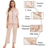 image:imageSWOMOG Women Satin Pajamas Set Short Sleeve Top amp Pants Sleepwear Silky Button Down Nightwear 2pcs Loungewear Pjs SetChampagne