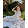 image:imageSWOMOG Women Satin Pajamas Set Short Sleeve Top amp Pants Sleepwear Silky Button Down Nightwear 2pcs Loungewear Pjs SetWhite