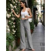 image:imageSWOMOG Womens 100 Cotton Pajama Pants Lightweight Gingham Lounge Bottoms Casual Wide Leg PJ Pants with PocketsBlack White Plaid