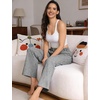image:imageSWOMOG Womens 100 Cotton Pajama Pants Lightweight Gingham Lounge Bottoms Casual Wide Leg PJ Pants with PocketsBlack White Plaid