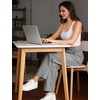 image:imageSWOMOG Womens 100 Cotton Pajama Pants Lightweight Gingham Lounge Bottoms Casual Wide Leg PJ Pants with PocketsBlack White Stripes