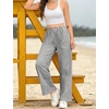 image:imageSWOMOG Womens 100 Cotton Pajama Pants Lightweight Gingham Lounge Bottoms Casual Wide Leg PJ Pants with PocketsBlack White Stripes