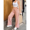 image:imageSWOMOG Womens 100 Cotton Pajama Pants Lightweight Gingham Lounge Bottoms Casual Wide Leg PJ Pants with PocketsOrange White Stripes