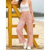 image:imageSWOMOG Womens 100 Cotton Pajama Pants Lightweight Gingham Lounge Bottoms Casual Wide Leg PJ Pants with PocketsOrange White Stripes
