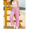 image:imageSWOMOG Womens 100 Cotton Pajama Pants Lightweight Gingham Lounge Bottoms Casual Wide Leg PJ Pants with PocketsPink White Stripes