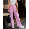 image:imageSWOMOG Womens 100 Cotton Pajama Pants Lightweight Gingham Lounge Bottoms Casual Wide Leg PJ Pants with PocketsPink White Stripes