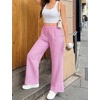 image:imageSWOMOG Womens 100 Cotton Pajama Pants Lightweight Gingham Lounge Bottoms Casual Wide Leg PJ Pants with PocketsPink White Stripes