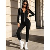 image:imageSWOMOG Womens Pajamas Jumpsuits Zipup Hoodie Union Jumpsuit Romper Long Sleeve Sexy Onesie Bodysuits One Piece SleepwearBlack