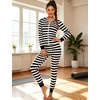 image:imageSWOMOG Womens Pajamas Jumpsuits Zipup Hoodie Union Jumpsuit Romper Long Sleeve Sexy Onesie Bodysuits One Piece SleepwearBlack and White Striped