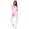 image:imageSWOMOG Womens Pajamas Jumpsuits Zipup Hoodie Union Jumpsuit Romper Long Sleeve Sexy Onesie Bodysuits One Piece SleepwearPink