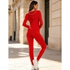 image:imageSWOMOG Womens Pajamas Jumpsuits Zipup Hoodie Union Jumpsuit Romper Long Sleeve Sexy Onesie Bodysuits One Piece SleepwearRed