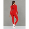 image:imageSWOMOG Womens Pajamas Jumpsuits Zipup Hoodie Union Jumpsuit Romper Long Sleeve Sexy Onesie Bodysuits One Piece SleepwearRed