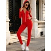 image:imageSWOMOG Womens Pajamas Jumpsuits Zipup Hoodie Union Jumpsuit Romper Long Sleeve Sexy Onesie Bodysuits One Piece SleepwearRed