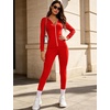 image:imageSWOMOG Womens Pajamas Jumpsuits Zipup Hoodie Union Jumpsuit Romper Long Sleeve Sexy Onesie Bodysuits One Piece SleepwearRed