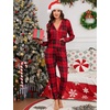 image:imageSWOMOG Womens Pajamas Jumpsuits Zipup Hoodie Union Jumpsuit Romper Long Sleeve Sexy Onesie Bodysuits One Piece SleepwearRed Black Grid