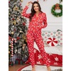 image:imageSWOMOG Womens Pajamas Jumpsuits Zipup Hoodie Union Jumpsuit Romper Long Sleeve Sexy Onesie Bodysuits One Piece SleepwearRed Bottom Elk