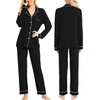 image:imageSWOMOG Womens Pajamas Set Long Sleeve Sleepwear Button Down Nightwear Soft Cotton Pj Lounge SetsBlack