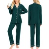 image:imageSWOMOG Womens Pajamas Set Long Sleeve Sleepwear Button Down Nightwear Soft Cotton Pj Lounge SetsBlack Green