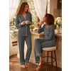 image:imageSWOMOG Womens Pajamas Set Long Sleeve Sleepwear Button Down Nightwear Soft Cotton Pj Lounge SetsDeep Grey