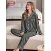 image:imageSWOMOG Womens Pajamas Set Long Sleeve Sleepwear Button Down Nightwear Soft Cotton Pj Lounge SetsDeep Grey