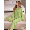 image:imageSWOMOG Womens Pajamas Set Long Sleeve Sleepwear Button Down Nightwear Soft Cotton Pj Lounge SetsGrass Green