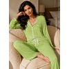 image:imageSWOMOG Womens Pajamas Set Long Sleeve Sleepwear Button Down Nightwear Soft Cotton Pj Lounge SetsGrass Green