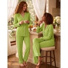 image:imageSWOMOG Womens Pajamas Set Long Sleeve Sleepwear Button Down Nightwear Soft Cotton Pj Lounge SetsGrass Green