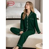 image:imageSWOMOG Womens Pajamas Set Long Sleeve Sleepwear Button Down Nightwear Soft Cotton Pj Lounge SetsGreen