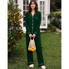 image:imageSWOMOG Womens Pajamas Set Long Sleeve Sleepwear Button Down Nightwear Soft Cotton Pj Lounge SetsGreen