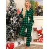 image:imageSWOMOG Womens Pajamas Set Long Sleeve Sleepwear Button Down Nightwear Soft Cotton Pj Lounge SetsGreen Plaid