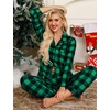 image:imageSWOMOG Womens Pajamas Set Long Sleeve Sleepwear Button Down Nightwear Soft Cotton Pj Lounge SetsGreen Plaid