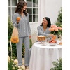 image:imageSWOMOG Womens Pajamas Set Long Sleeve Sleepwear Button Down Nightwear Soft Cotton Pj Lounge SetsGrey