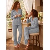 image:imageSWOMOG Womens Pajamas Set Long Sleeve Sleepwear Button Down Nightwear Soft Cotton Pj Lounge SetsGrey