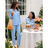 image:imageSWOMOG Womens Pajamas Set Long Sleeve Sleepwear Button Down Nightwear Soft Cotton Pj Lounge SetsLight Blue