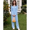 image:imageSWOMOG Womens Pajamas Set Long Sleeve Sleepwear Button Down Nightwear Soft Cotton Pj Lounge SetsLight Blue