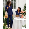 image:imageSWOMOG Womens Pajamas Set Long Sleeve Sleepwear Button Down Nightwear Soft Cotton Pj Lounge SetsNavy Blue