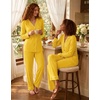 image:imageSWOMOG Womens Pajamas Set Long Sleeve Sleepwear Button Down Nightwear Soft Cotton Pj Lounge SetsPale Yellow