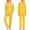image:imageSWOMOG Womens Pajamas Set Long Sleeve Sleepwear Button Down Nightwear Soft Cotton Pj Lounge SetsPale Yellow