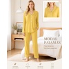 image:imageSWOMOG Womens Pajamas Set Long Sleeve Sleepwear Button Down Nightwear Soft Cotton Pj Lounge SetsPale Yellow